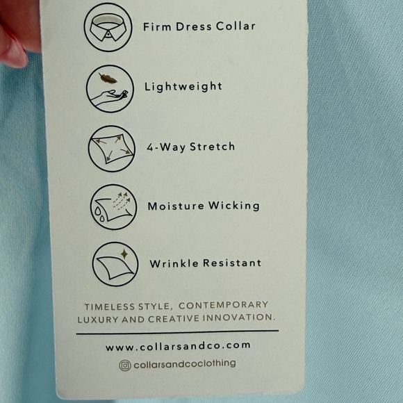 Collars & Co The Original Dress Collar Polo Shirt Mens XL Light Blue Classic NEW - Picture 6 of 10